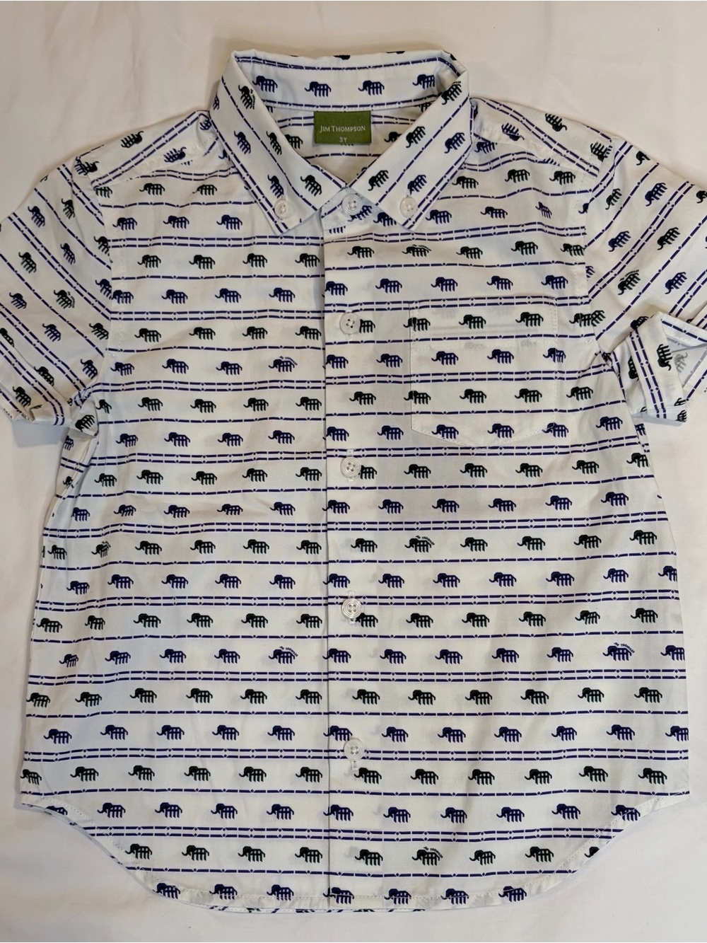 Jim Thompson “Chang Sarn” Elephant Shirt — Boys 3Y, NWT